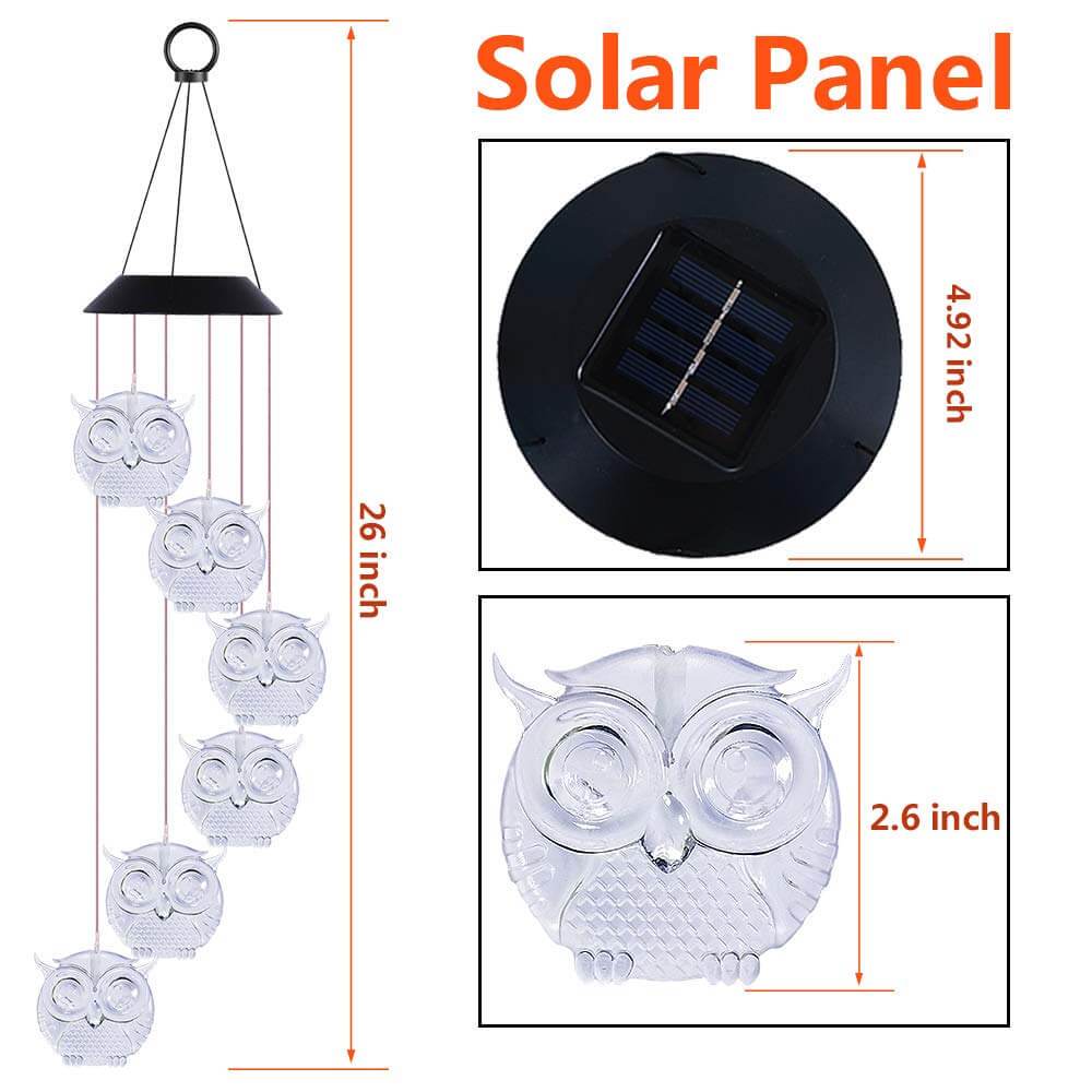 Solar Owl Wind Chime Light