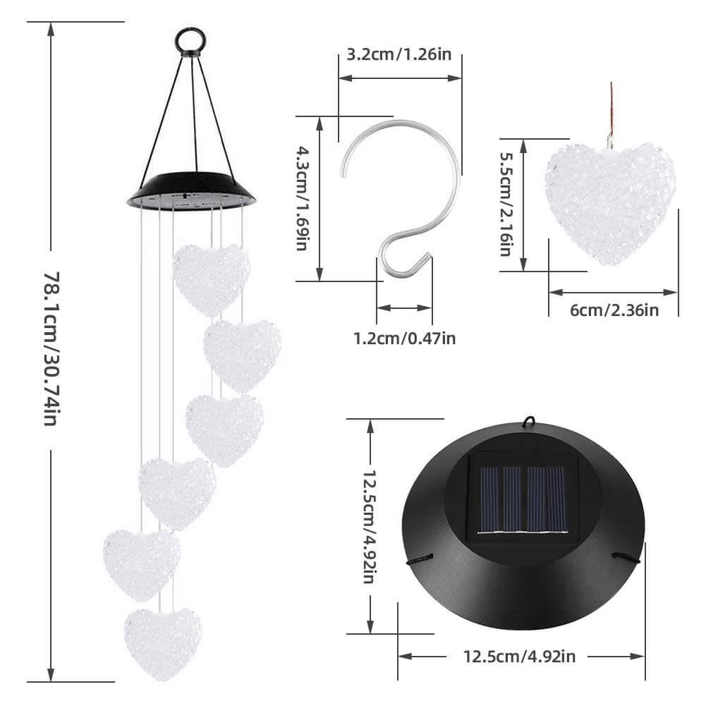 Solar Heart Shape Wind Chime Light