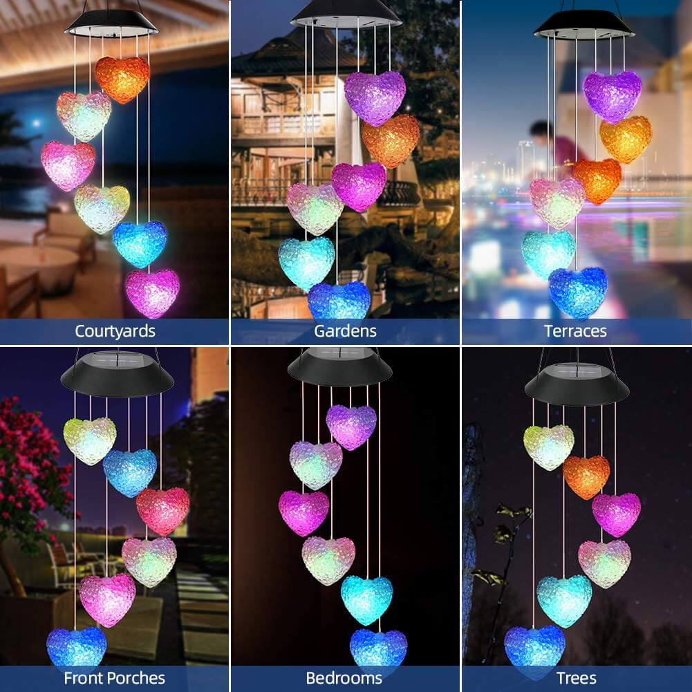 Solar Heart Shape Wind Chime Light