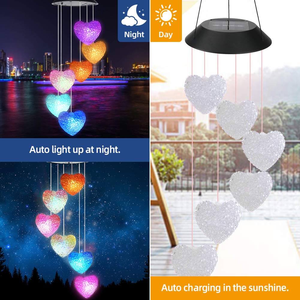 Solar Heart Shape Wind Chime Light