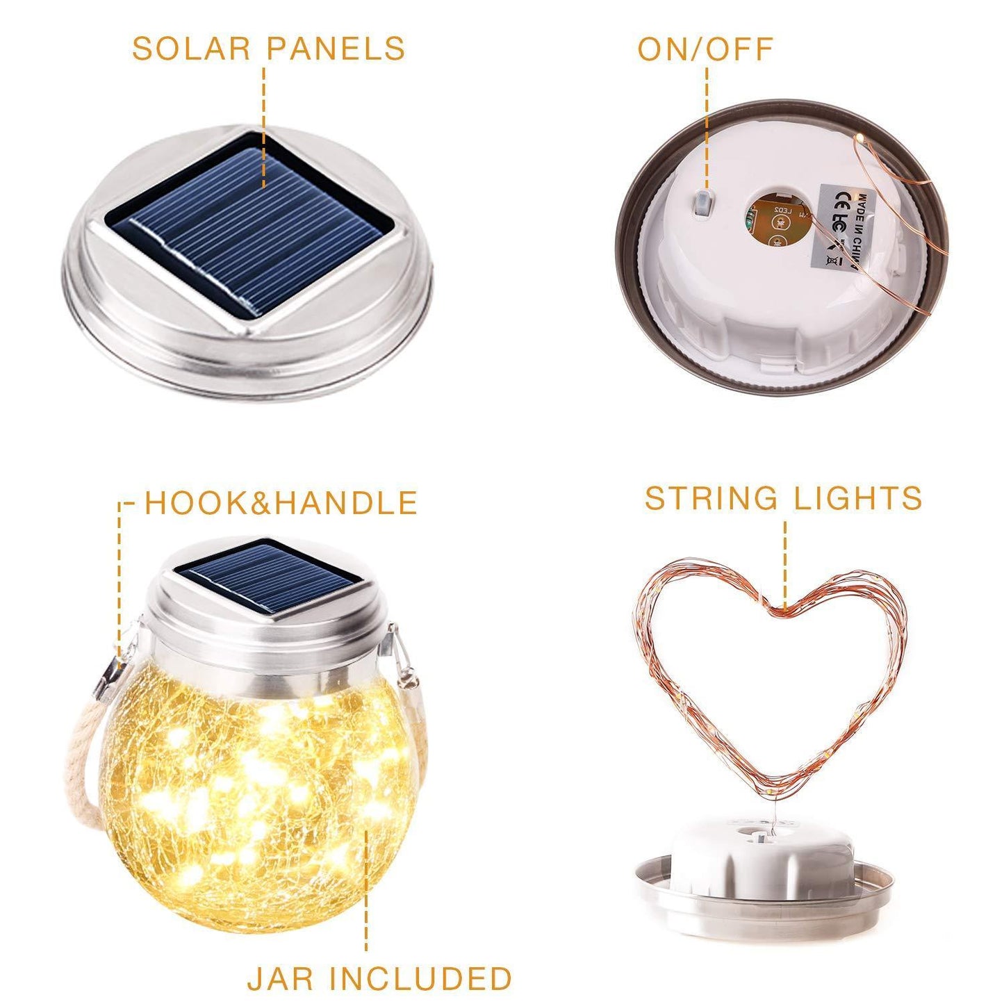 Solar-Powered Glass Jar Light