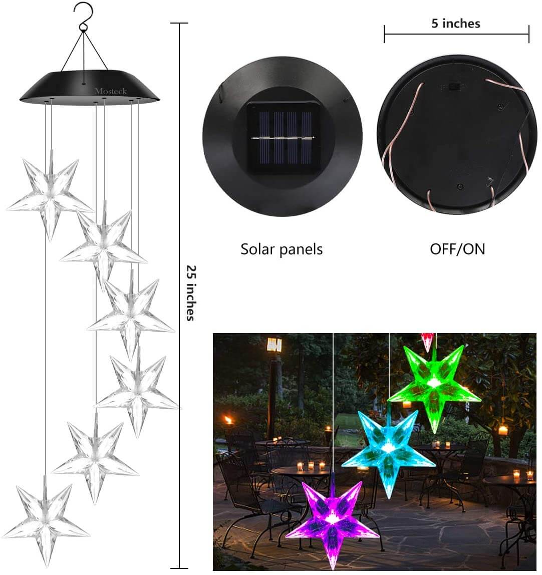 Solar Star Wind Chime Light