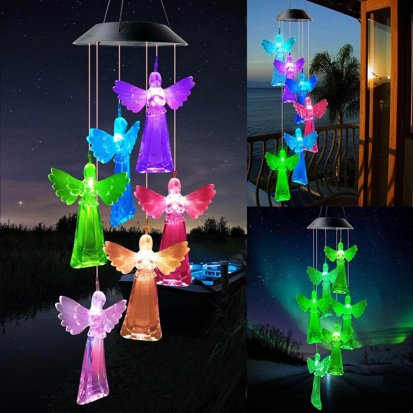 Solar LED Angel Wind Chimes Light