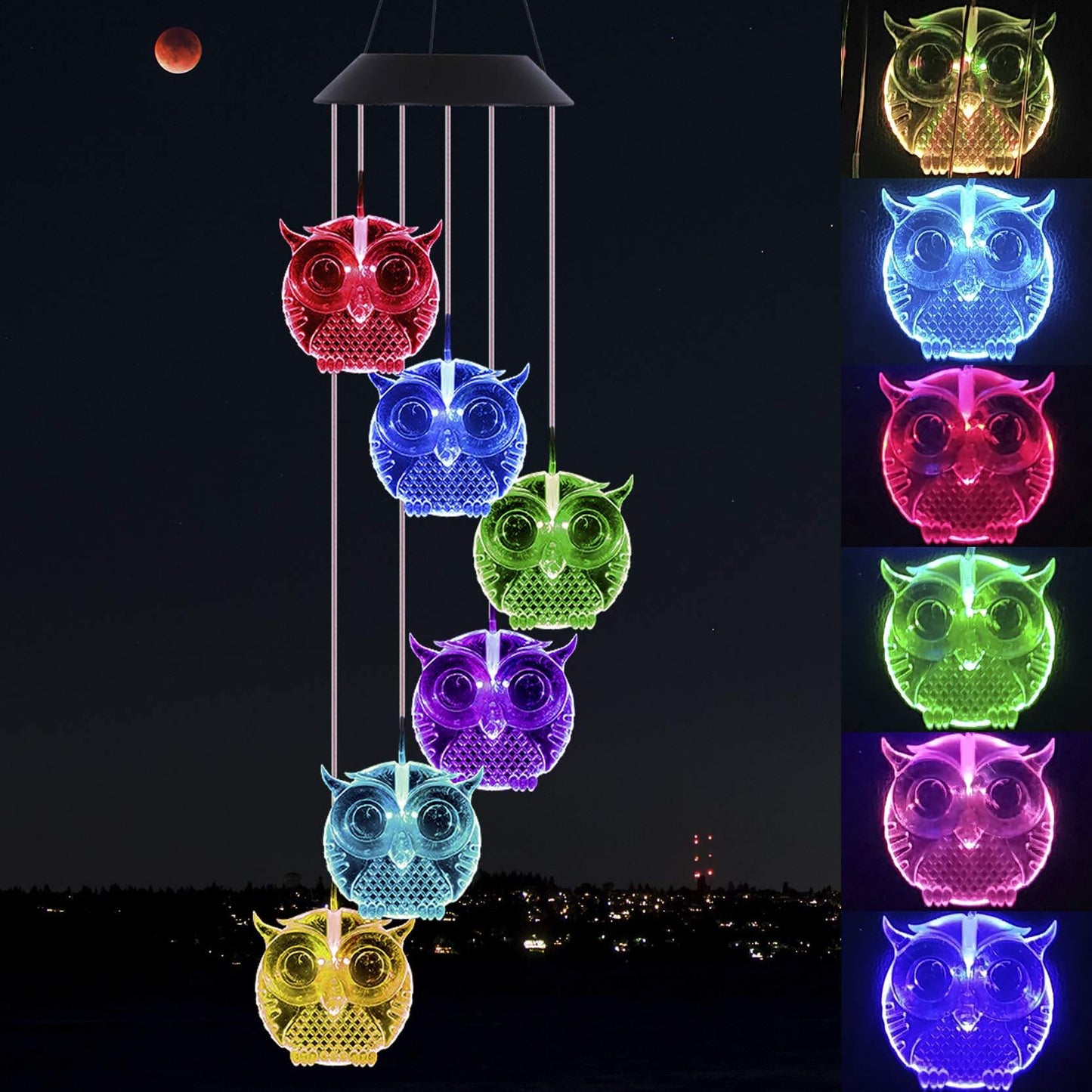 Solar Owl Wind Chime Light