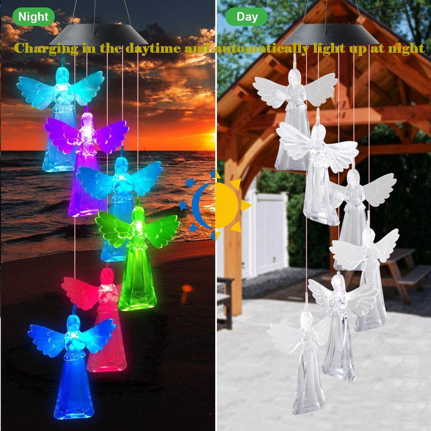 Solar LED Angel Wind Chimes Light