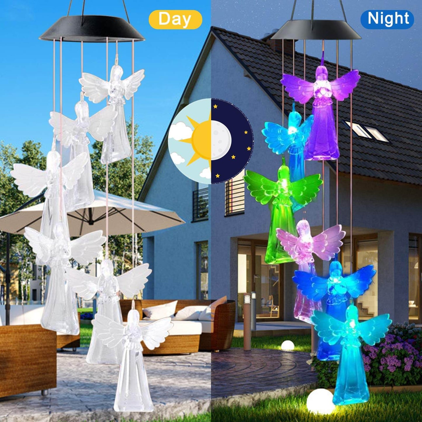 Solar LED Angel Wind Chimes Light