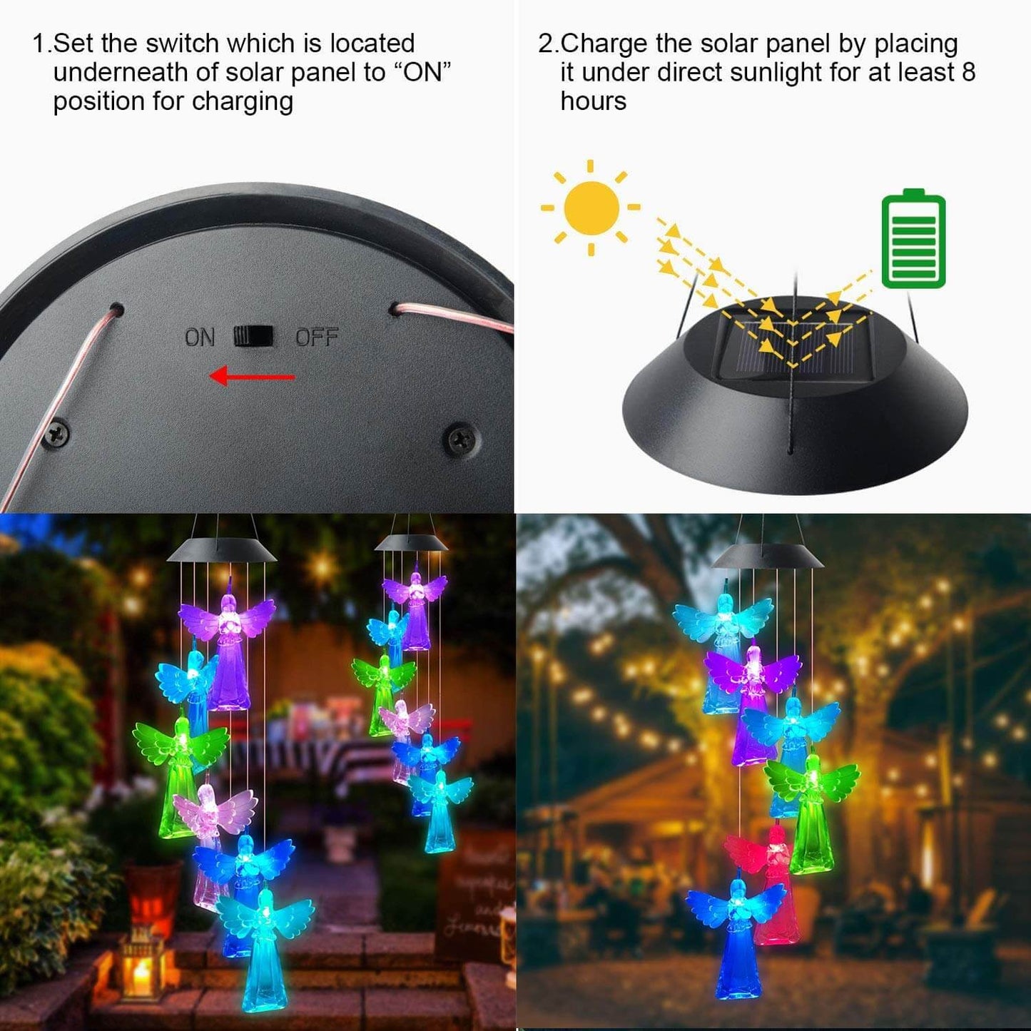 Solar LED Angel Wind Chimes Light