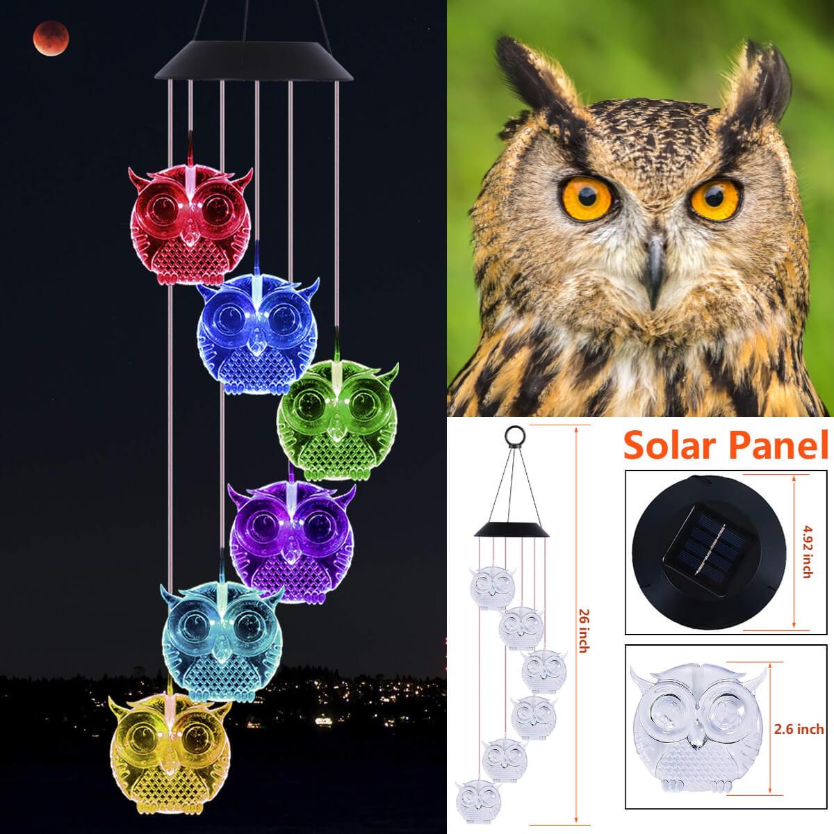 Solar Owl Wind Chime Light