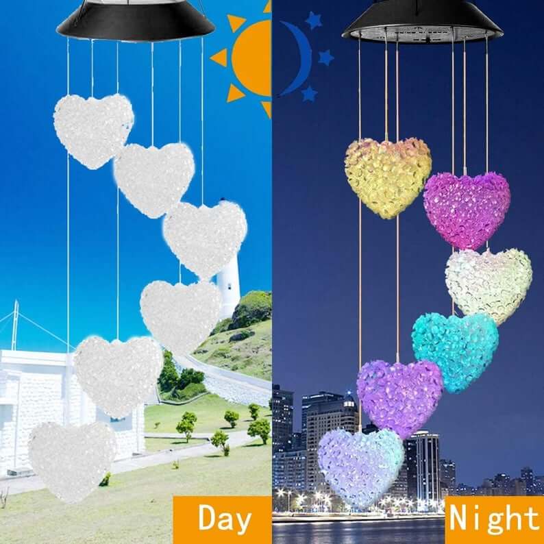 Solar Heart Shape Wind Chime Light