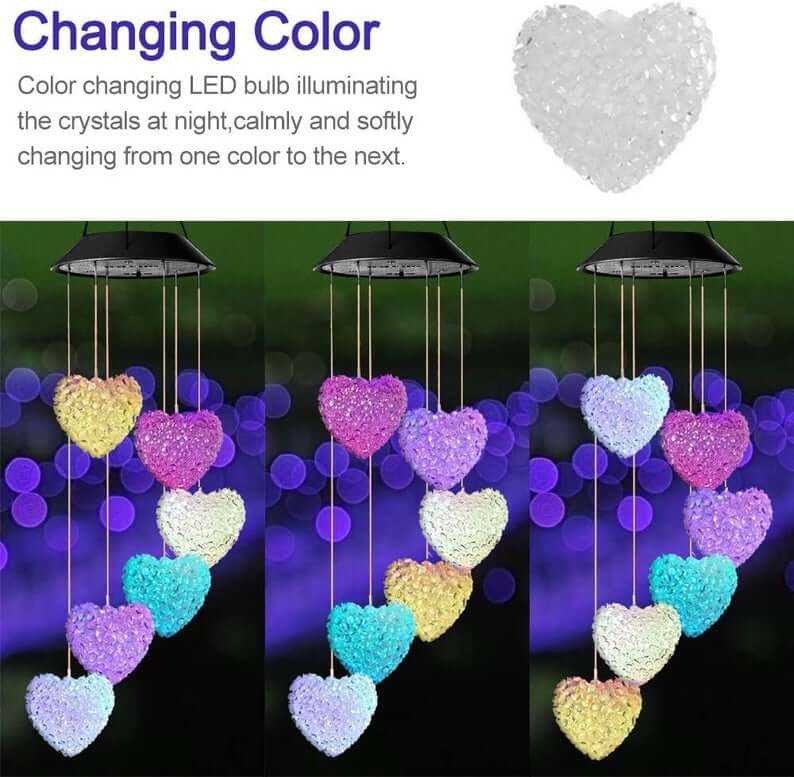 Solar Heart Shape Wind Chime Light